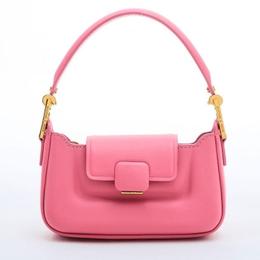 Túi Đeo Chéo Nữ CNK Charles Keith Koa Leather Push-Lock Top Handle Bag Pink SL2-50782261 Màu Hồng